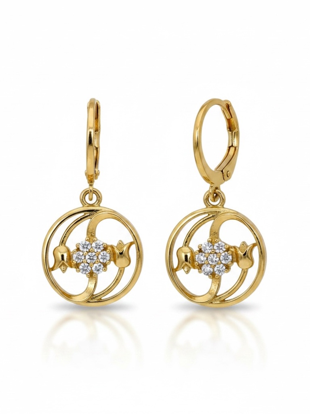 Gold  Plated Floral Cluster Drop Earrings - Women's Jewelry